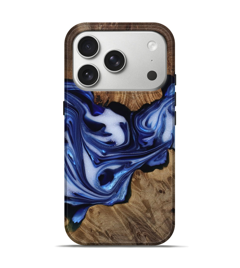 iPhone 17 Pro Wood Live Edge Phone Case - Katlin (Blue, 812238)