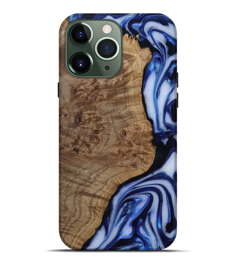 iPhone 13 Pro Max Wood Live Edge Phone Case - Pete (Blue, 812239)