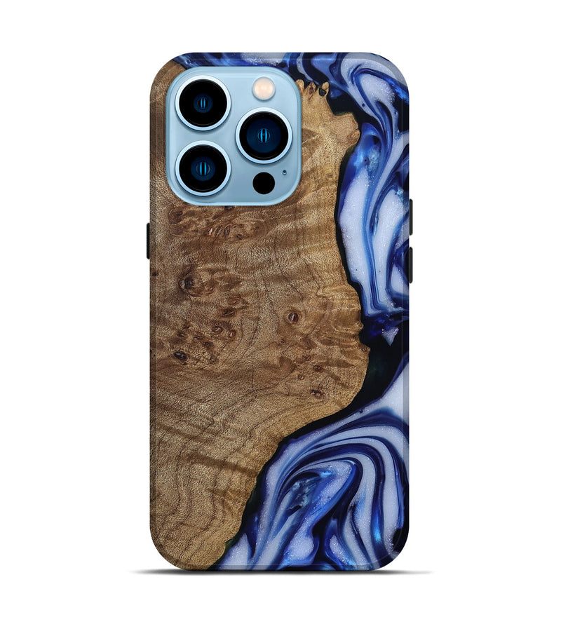 iPhone 14 Pro Wood Live Edge Phone Case - Pete (Blue, 812239)