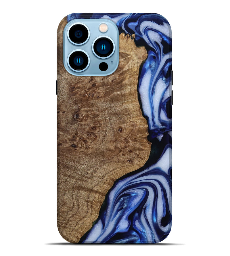 iPhone 14 Pro Max Wood Live Edge Phone Case - Pete (Blue, 812239)