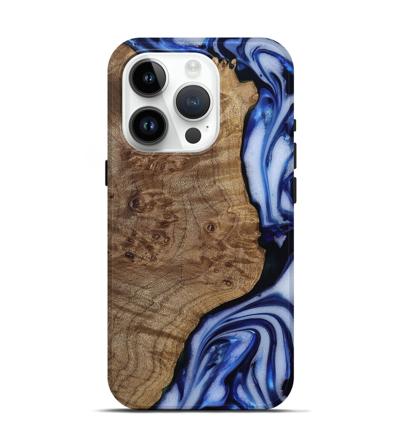 iPhone 15 Pro Wood Live Edge Phone Case - Pete (Blue, 812239)