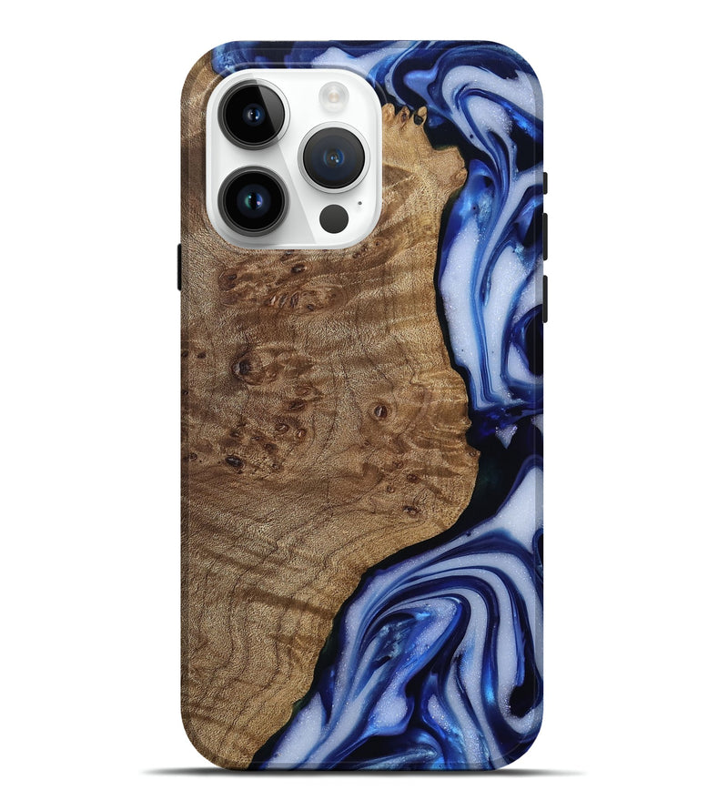 iPhone 15 Pro Max Wood Live Edge Phone Case - Pete (Blue, 812239)