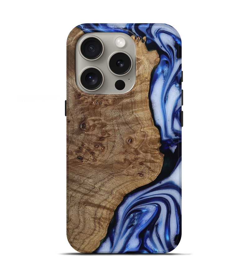 iPhone 16 Pro Wood Live Edge Phone Case - Pete (Blue, 812239)