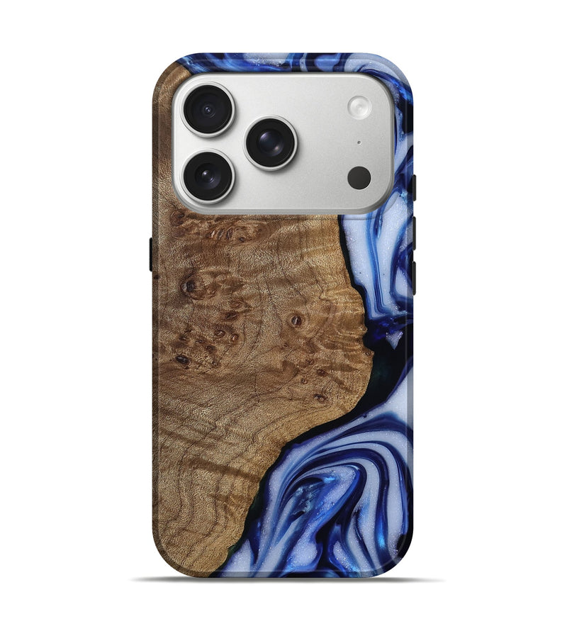 iPhone 17 Pro Wood Live Edge Phone Case - Pete (Blue, 812239)