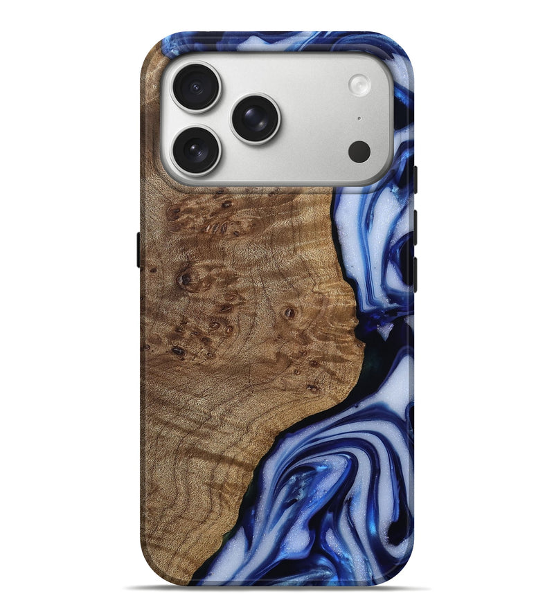 iPhone 17 Pro Max Wood Live Edge Phone Case - Pete (Blue, 812239)