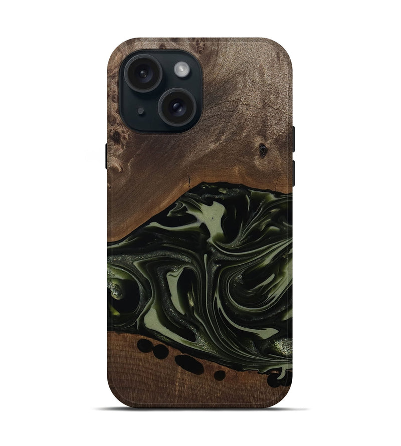 iPhone 15 Wood Live Edge Phone Case - Albin (Green, 812241)