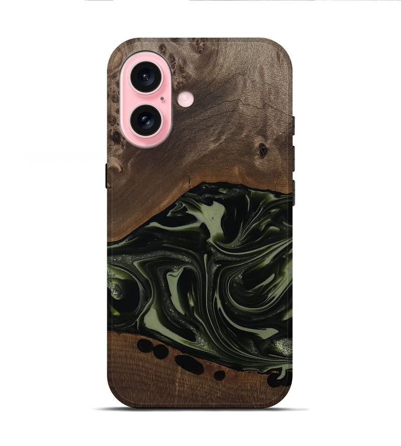 iPhone 16 Wood Live Edge Phone Case - Albin (Green, 812241)