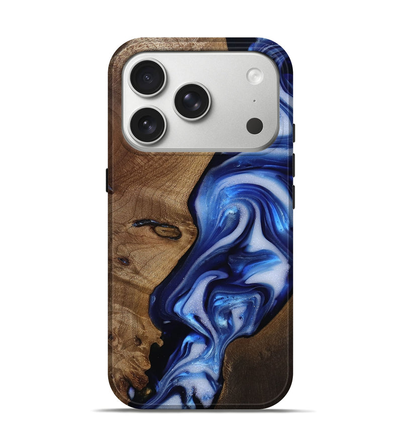 iPhone 17 Pro Wood Live Edge Phone Case - Iyana (Blue, 812243)