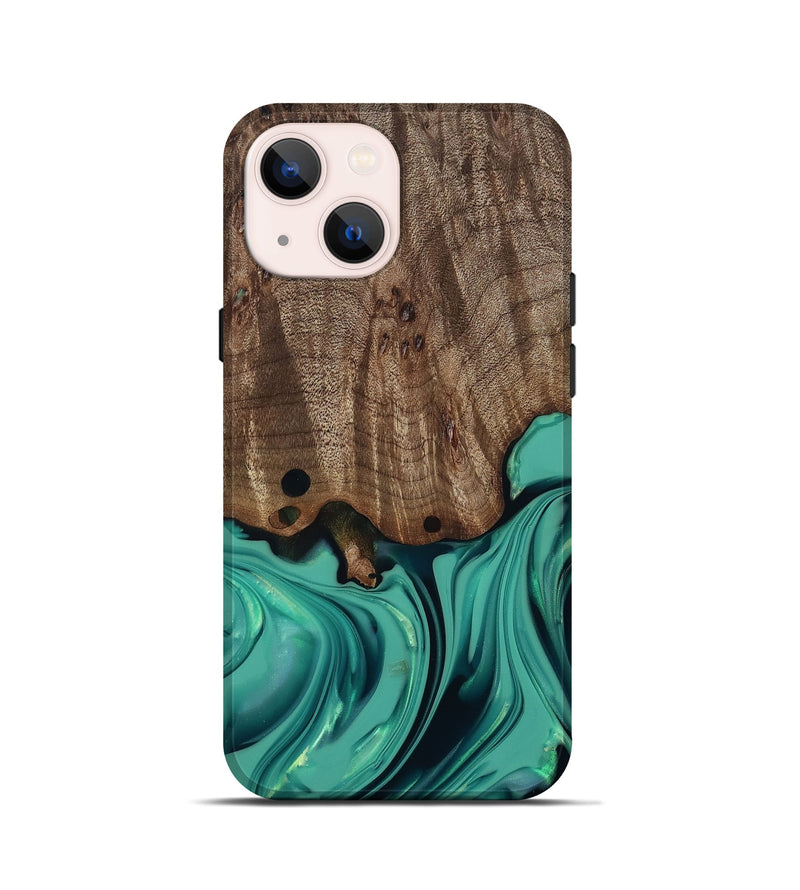 iPhone 13 mini Wood Live Edge Phone Case - Gilda (Green, 812244)