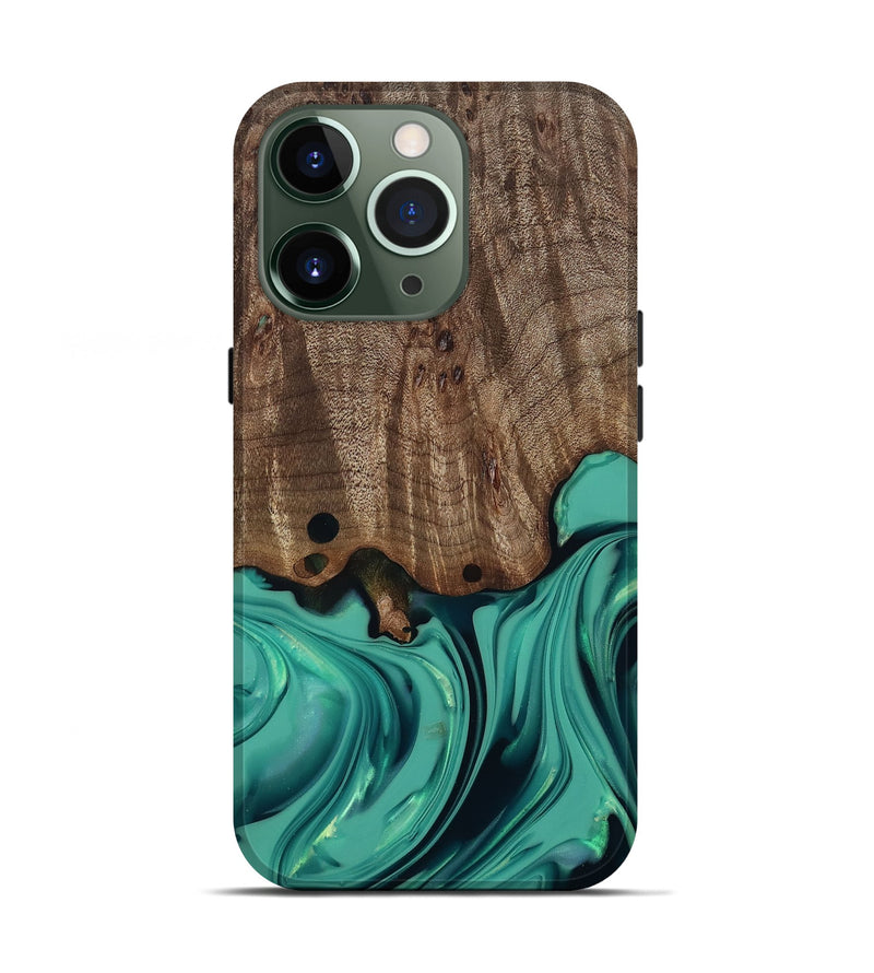 iPhone 13 Pro Wood Live Edge Phone Case - Gilda (Green, 812244)
