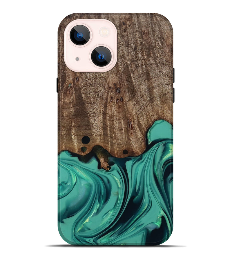 iPhone 14 Plus Wood Live Edge Phone Case - Gilda (Green, 812244)