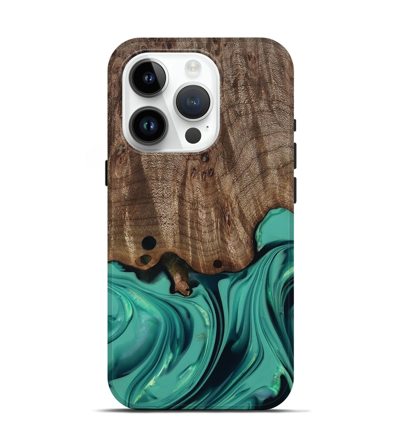 iPhone 15 Pro Wood Live Edge Phone Case - Gilda (Green, 812244)