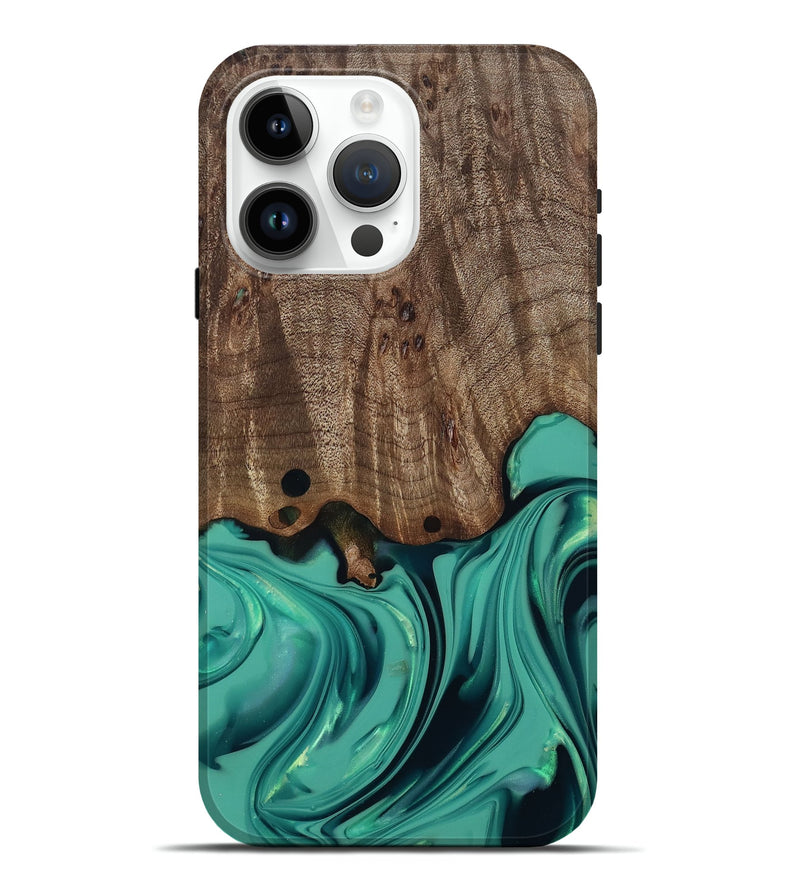 iPhone 15 Pro Max Wood Live Edge Phone Case - Gilda (Green, 812244)
