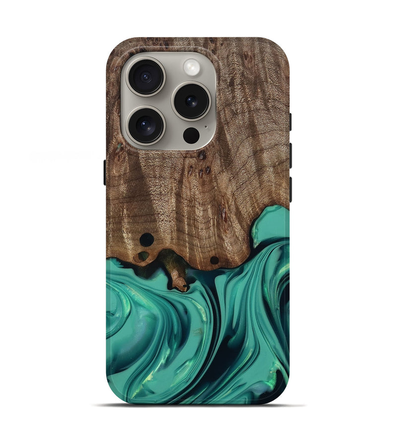 iPhone 16 Pro Wood Live Edge Phone Case - Gilda (Green, 812244)