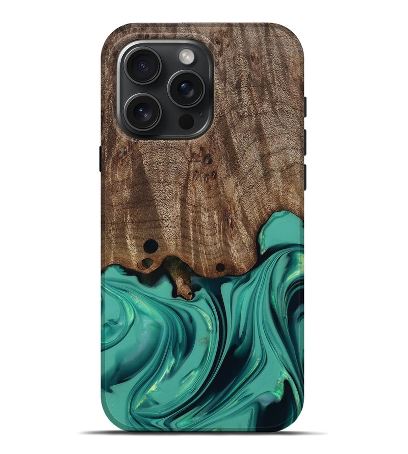 iPhone 16 Pro Max Wood Live Edge Phone Case - Gilda (Green, 812244)