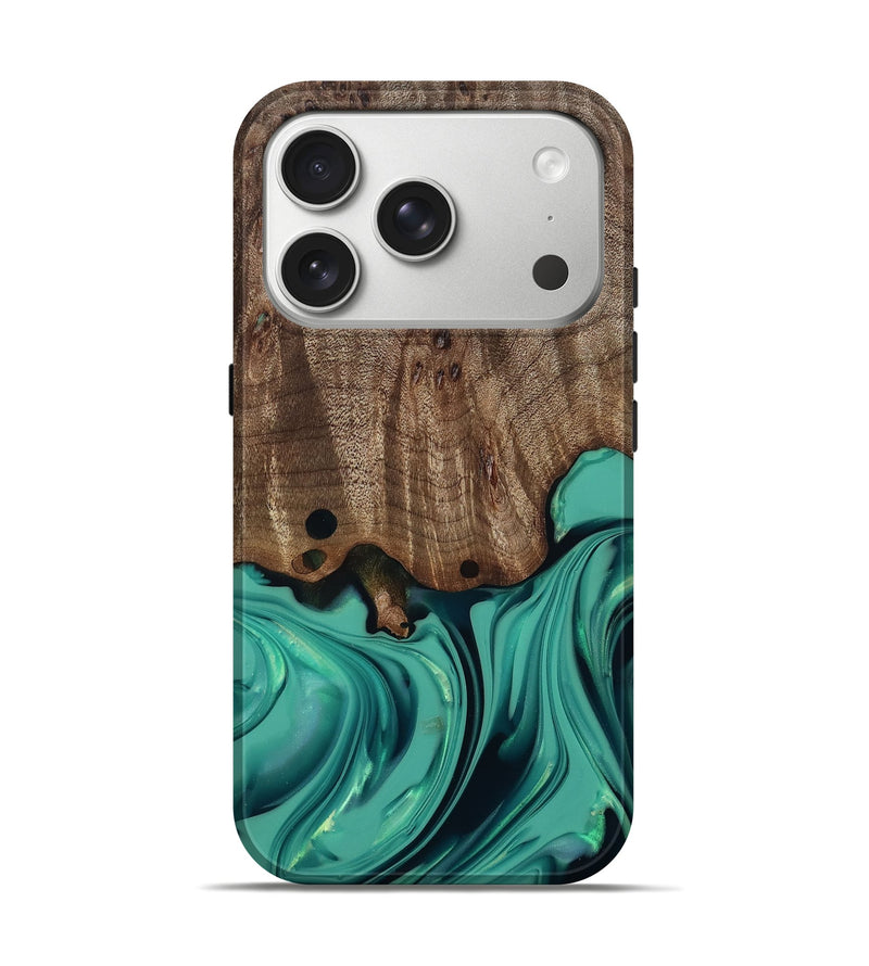 iPhone 17 Pro Wood Live Edge Phone Case - Gilda (Green, 812244)