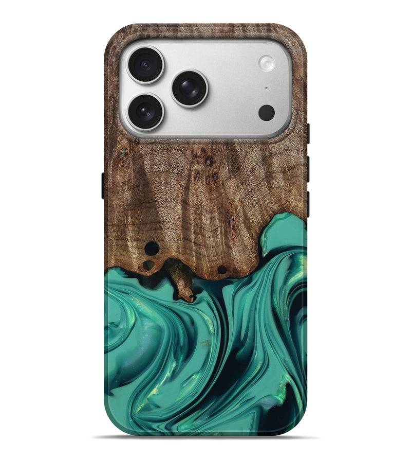 iPhone 17 Pro Max Wood Live Edge Phone Case - Gilda (Green, 812244)