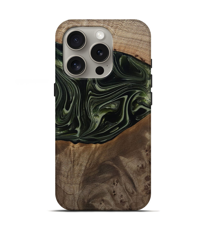 iPhone 16 Pro Wood Live Edge Phone Case - Lakisha (Green, 812252)