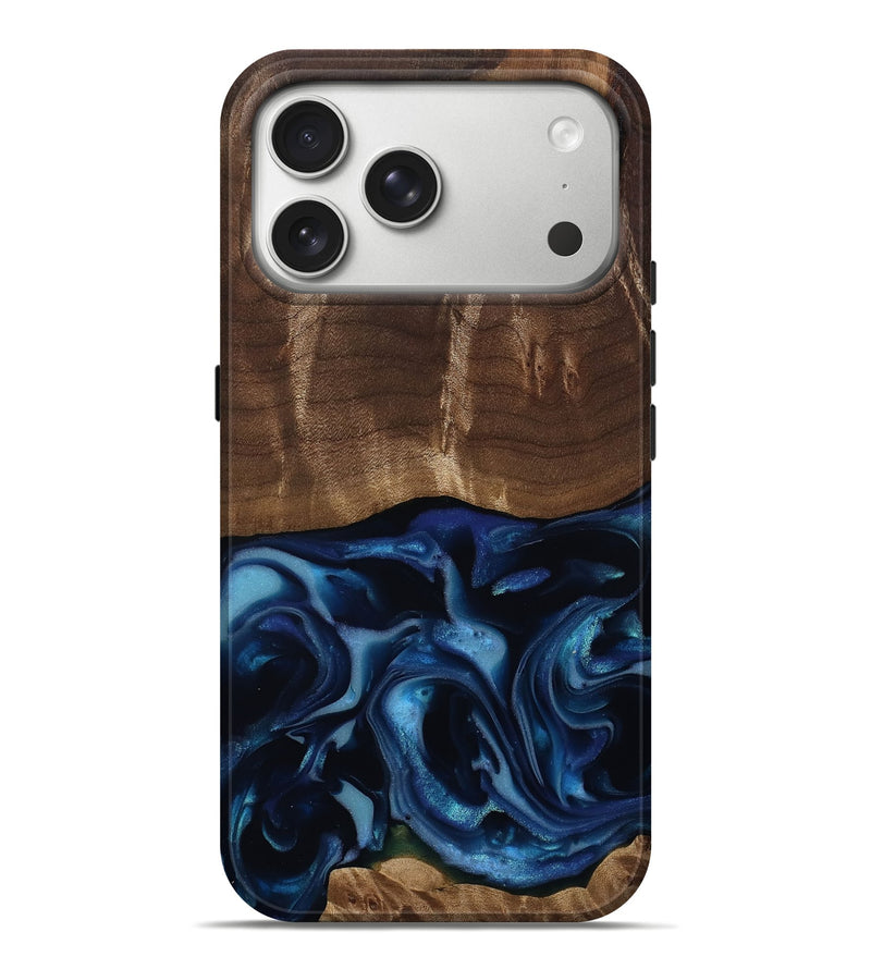 iPhone 17 Pro Max Wood Live Edge Phone Case - Chaya (Blue, 812259)