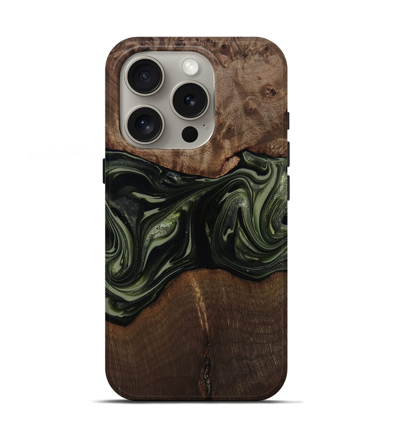 iPhone 16 Pro Wood Live Edge Phone Case - Zyaire (Green, 812262)
