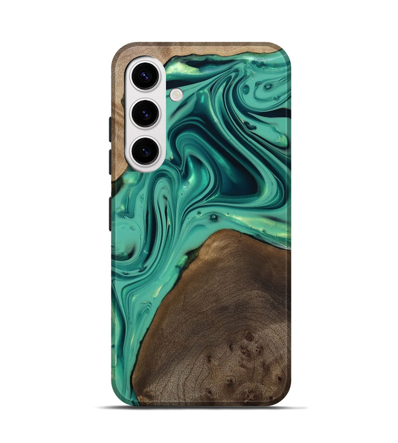 Galaxy S25 Wood Live Edge Phone Case - Kason (Green, 812263)