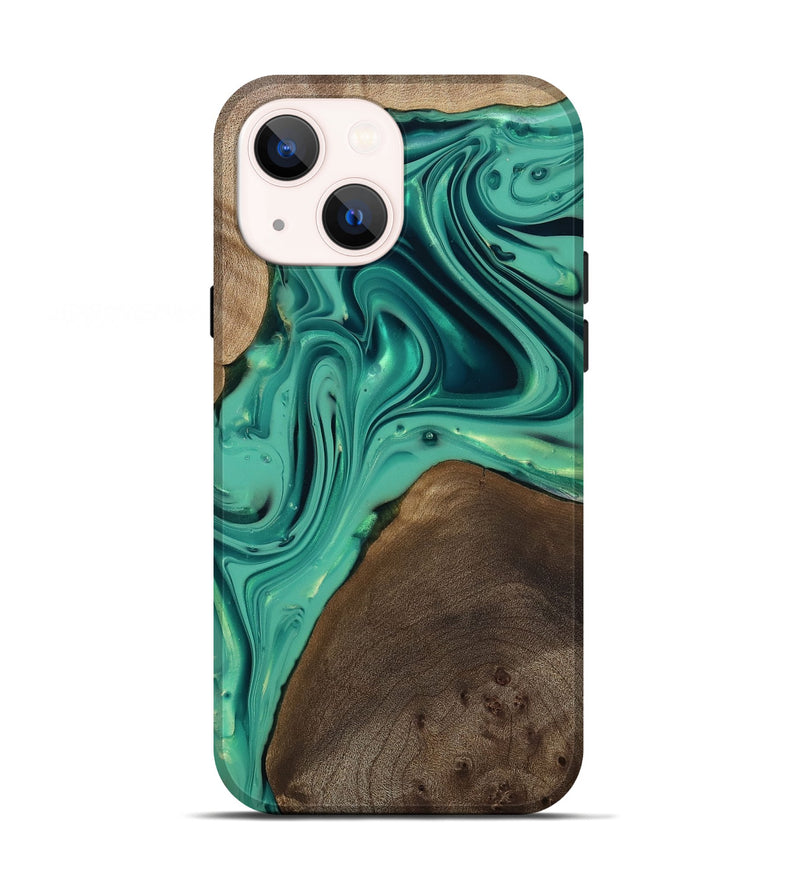 iPhone 13 Wood Live Edge Phone Case - Kason (Green, 812263)