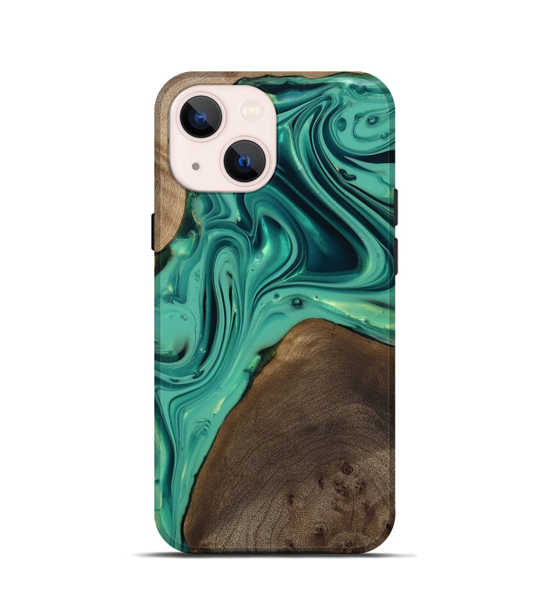 iPhone 13 mini Wood Live Edge Phone Case - Kason (Green, 812263)