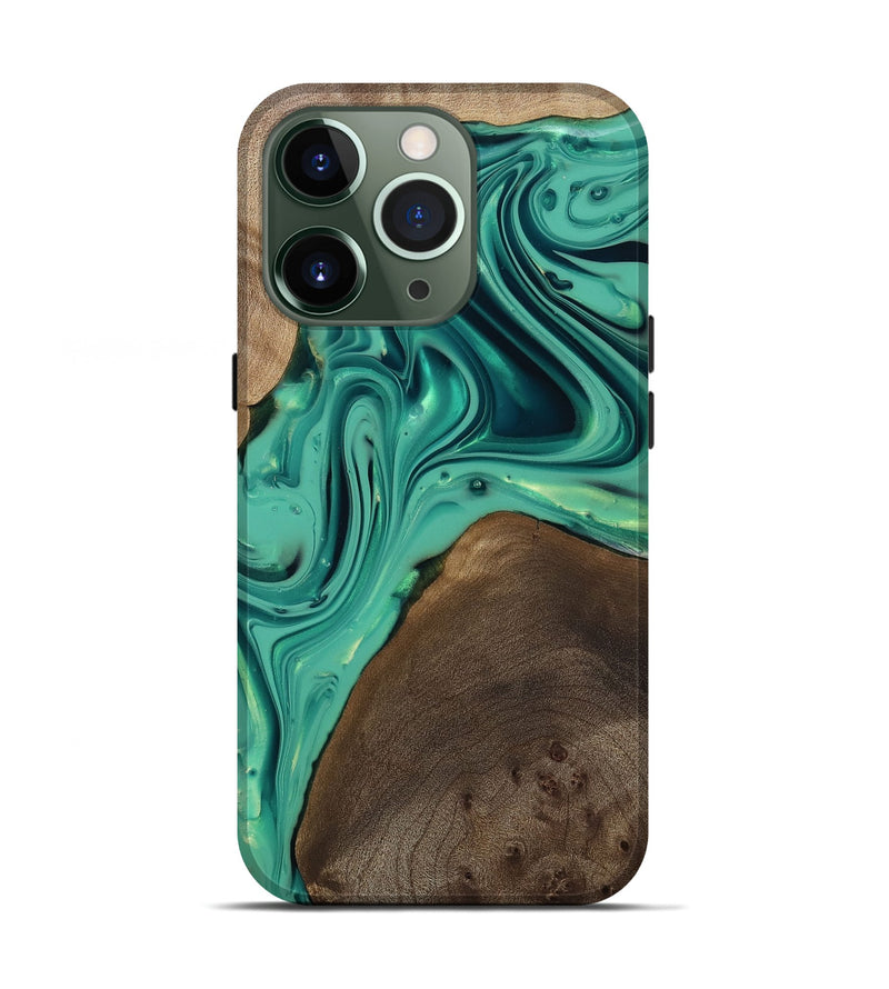 iPhone 13 Pro Wood Live Edge Phone Case - Kason (Green, 812263)