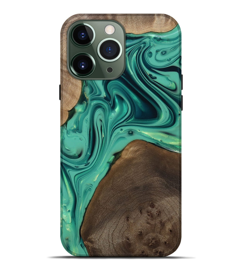 iPhone 13 Pro Max Wood Live Edge Phone Case - Kason (Green, 812263)