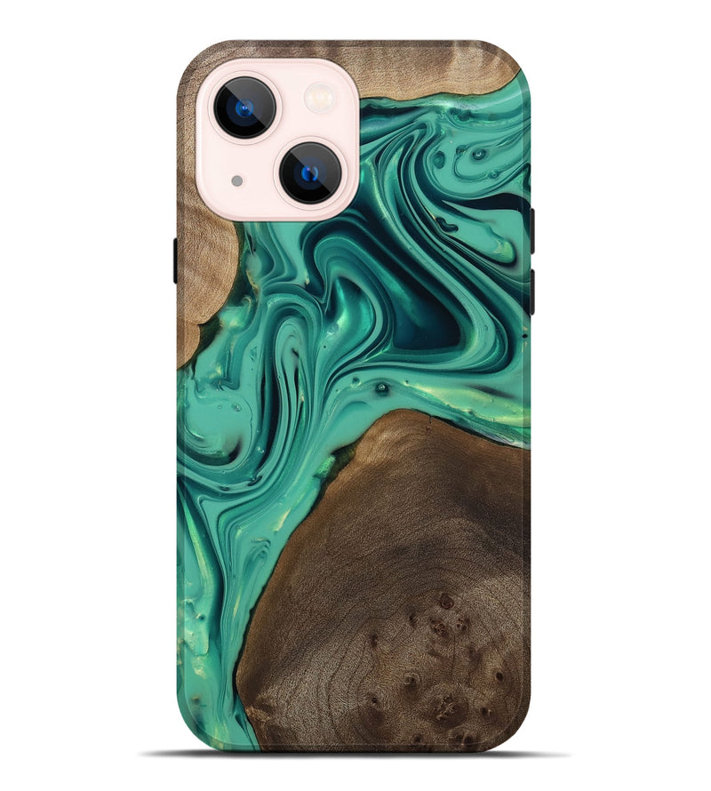iPhone 14 Plus Wood Live Edge Phone Case - Kason (Green, 812263)