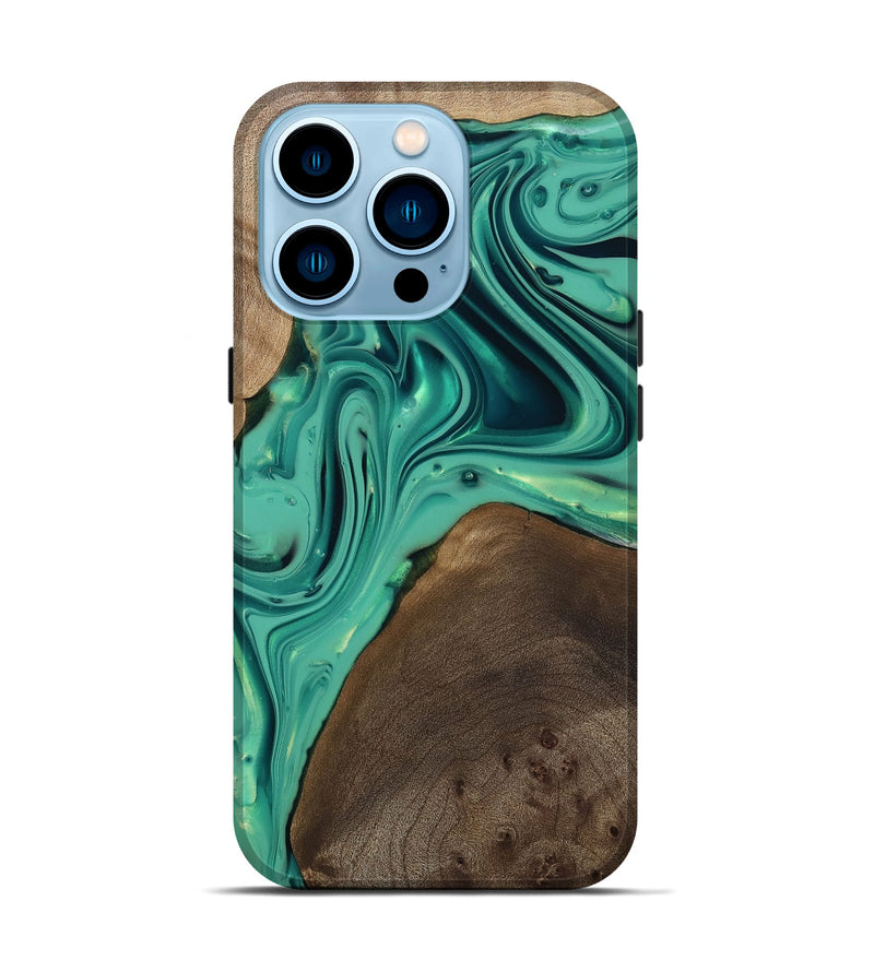 iPhone 14 Pro Wood Live Edge Phone Case - Kason (Green, 812263)
