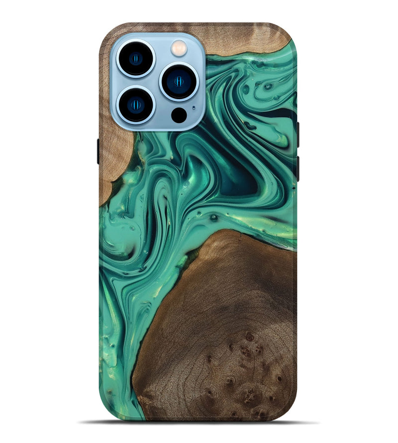 iPhone 14 Pro Max Wood Live Edge Phone Case - Kason (Green, 812263)