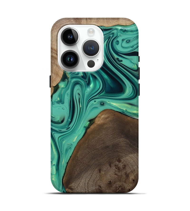 iPhone 15 Pro Wood Live Edge Phone Case - Kason (Green, 812263)