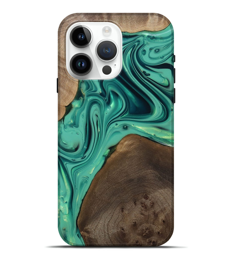 iPhone 15 Pro Max Wood Live Edge Phone Case - Kason (Green, 812263)