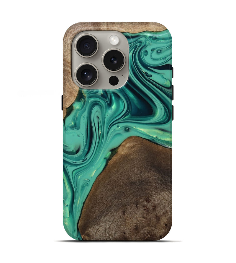 iPhone 16 Pro Wood Live Edge Phone Case - Kason (Green, 812263)