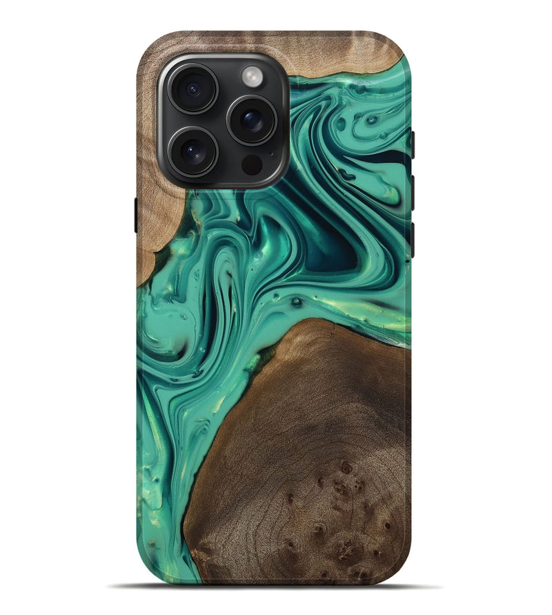 iPhone 16 Pro Max Wood Live Edge Phone Case - Kason (Green, 812263)