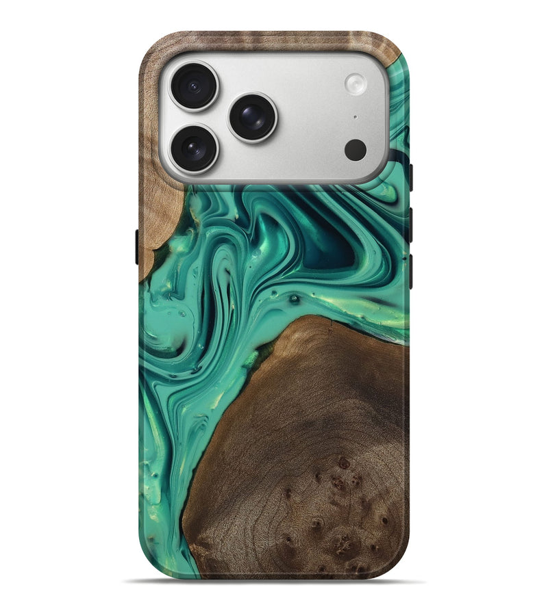 iPhone 17 Pro Max Wood Live Edge Phone Case - Kason (Green, 812263)