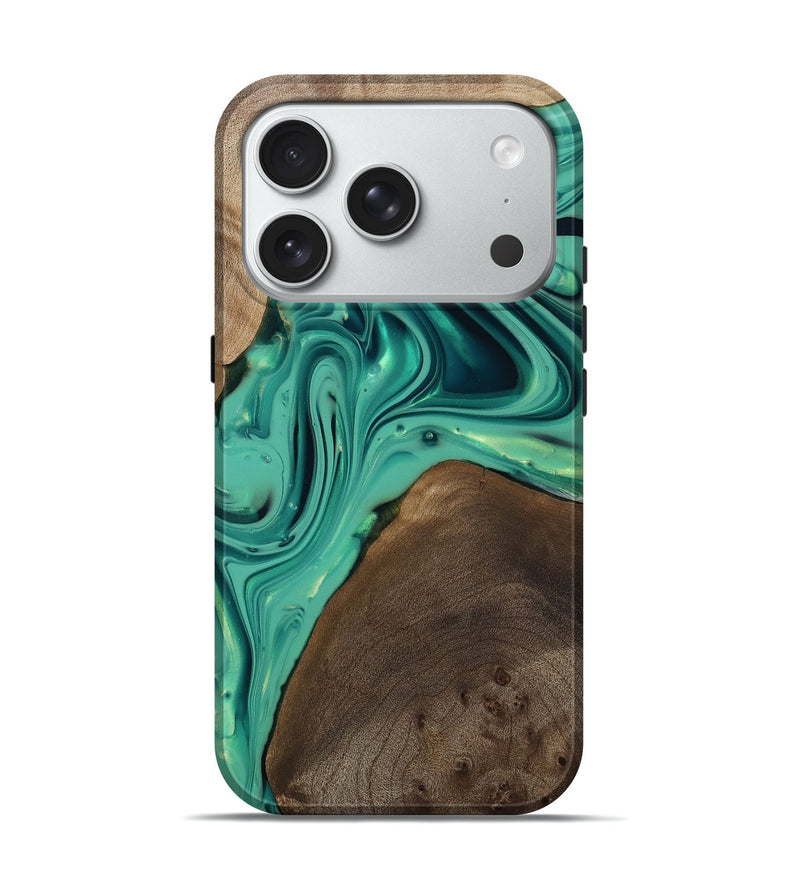 iPhone 18 Pro Wood Live Edge Phone Case - Kason (Green, 812263)