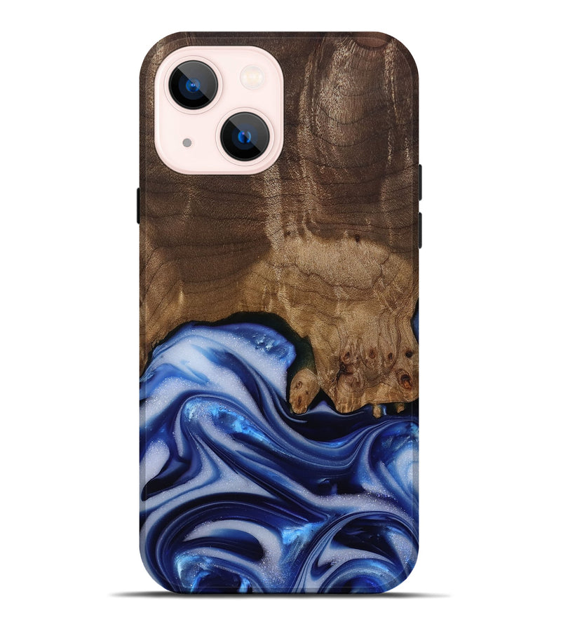 iPhone 14 Plus Wood Live Edge Phone Case - Erma (Blue, 812265)