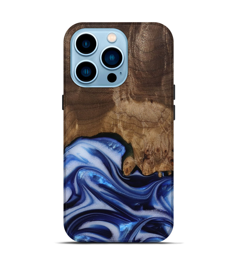 iPhone 14 Pro Wood Live Edge Phone Case - Erma (Blue, 812265)