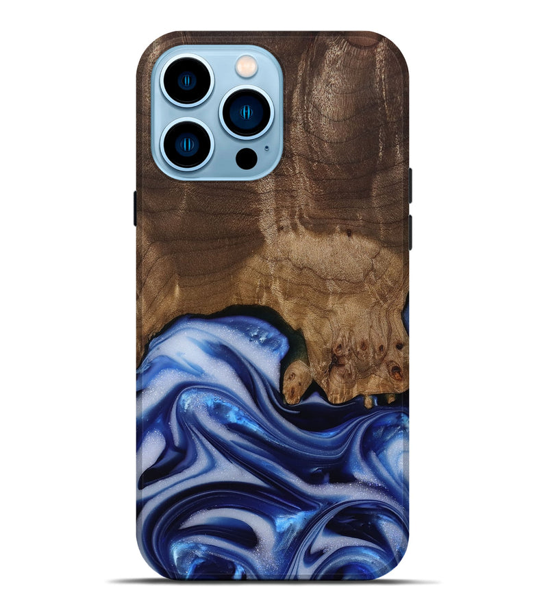 iPhone 14 Pro Max Wood Live Edge Phone Case - Erma (Blue, 812265)