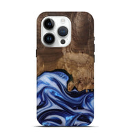 iPhone 15 Pro Wood Live Edge Phone Case - Erma (Blue, 812265)