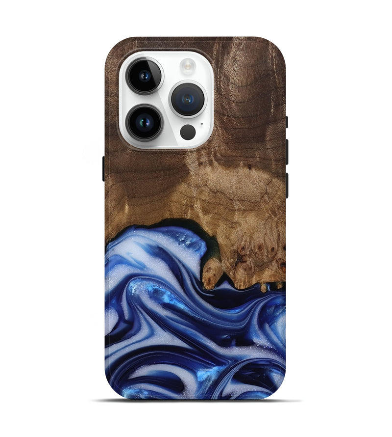 iPhone 15 Pro Wood Live Edge Phone Case - Erma (Blue, 812265)