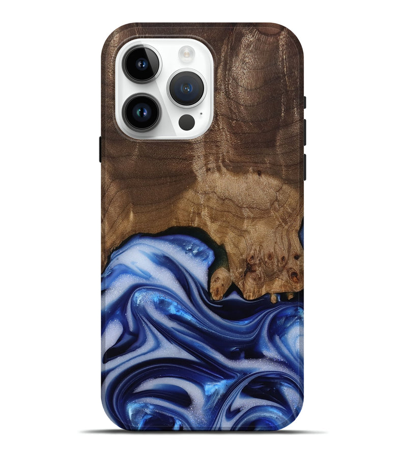 iPhone 15 Pro Max Wood Live Edge Phone Case - Erma (Blue, 812265)