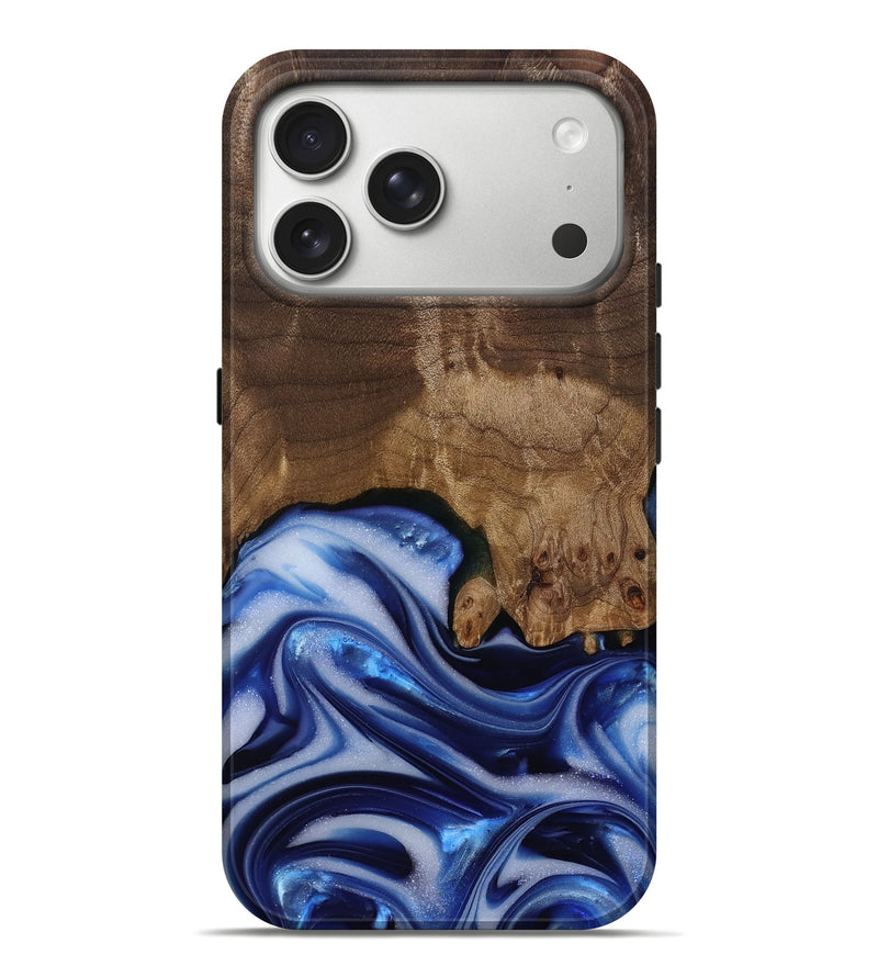 iPhone 17 Pro Max Wood Live Edge Phone Case - Erma (Blue, 812265)