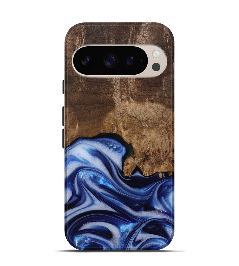 Pixel 9 Pro Wood Live Edge Phone Case - Erma (Blue, 812265)