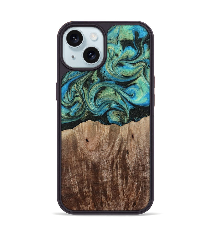 iPhone 15 Wood Phone Case - Makai (Green, 812274)
