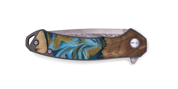 EDC Wood Pocket Knife - Alene (Teal & Gold, 812277)