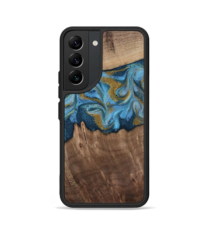 Galaxy S22 Wood Phone Case - Alene (Teal & Gold, 812277)