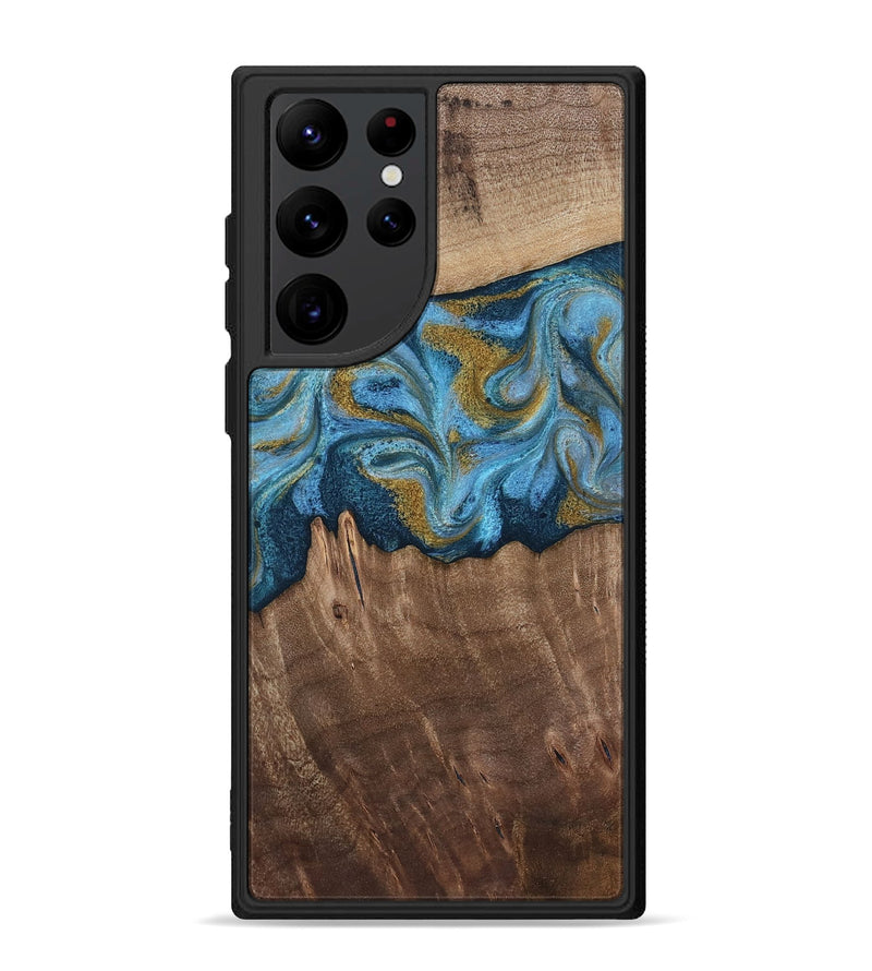 Galaxy S22 Ultra Wood Phone Case - Alene (Teal & Gold, 812277)